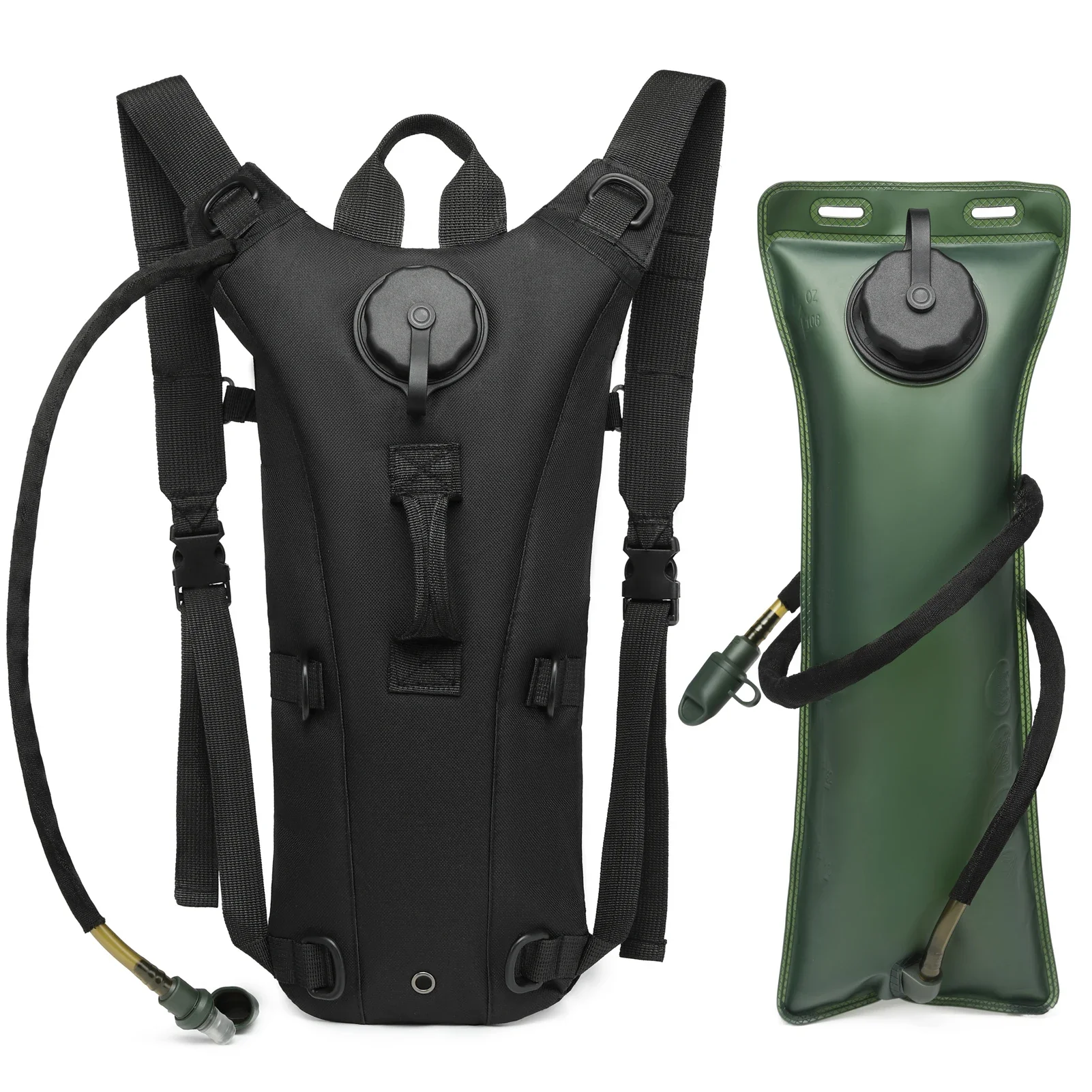 Urban Backpack Tactical - 軍用戦術キャメルバックパック、3L防水ウォーターブラダー付きハイドレーションパック、ランニング、ジョギング、サイクリング、ハイキング用